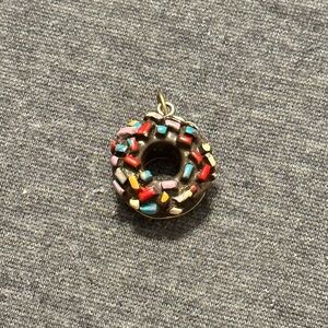 Resin & Clay Chocolate Colorful Sprinkle Donut Necklace Pendant, Dessert Jewelry